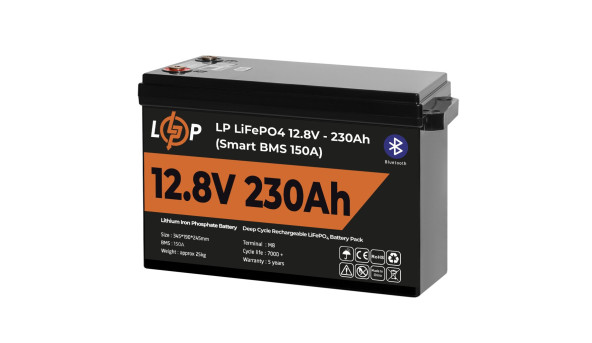 Аккумулятор LP LiFePO4 12V (12,8V) - 230 Ah (2944Wh) (Smart BMS 150А) с BT пластик - 581291