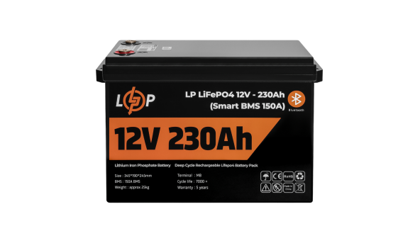 Акумулятор LP LiFePO4 12V (12,8V) - 230 Ah (2944Wh) (Smart BMS 150А) з BT пластик