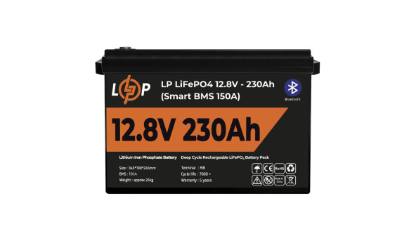 Аккумулятор LP LiFePO4 12V (12,8V) - 230 Ah (2944Wh) (Smart BMS 150А) с BT пластик - 581291