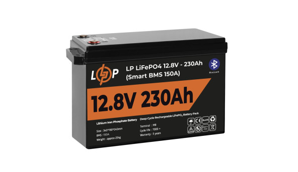 Аккумулятор LP LiFePO4 12V (12,8V) - 230 Ah (2944Wh) (Smart BMS 150А) с BT пластик - 581291