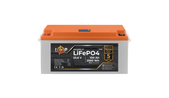 Аккумулятор LP LiFePO4 24V (25,6V) - 100 Ah (2560Wh) (BMS 200/100А) пластик LCD для ИБП