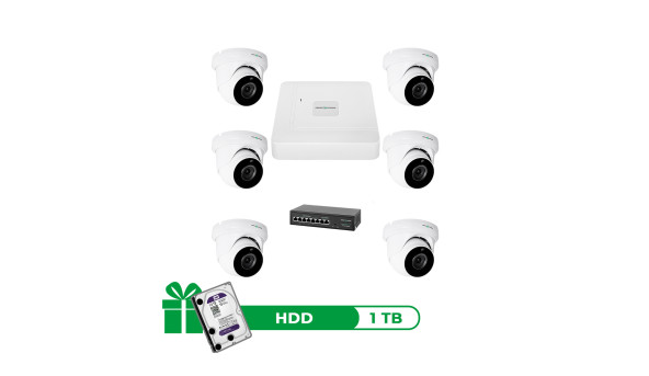 Комплект видеонаблюдения на 6 камер GV-IP-K-W76/06 5MP - 581566