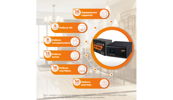Комплект резервного живлення для котла LP (LogicPower) ДБЖ + літієва (LiFePO4) батарея (UPS 430VA + АКБ LiFePO4 1280W) - 582045