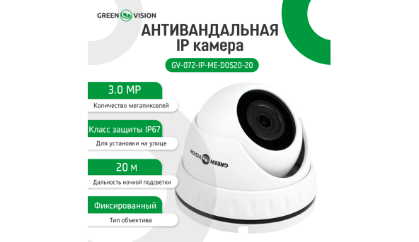 Антивандальная IP камера GV-072-IP-ME-DOS20-20 ЗMP - 582068