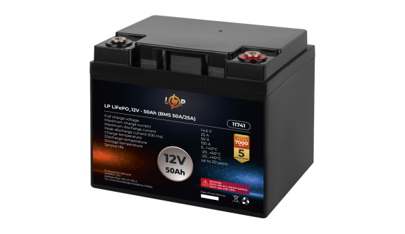 Акумулятор LP LiFePO4 12V (12,8V) - 50 Ah (640Wh) (BMS 50A/25A) - 582126
