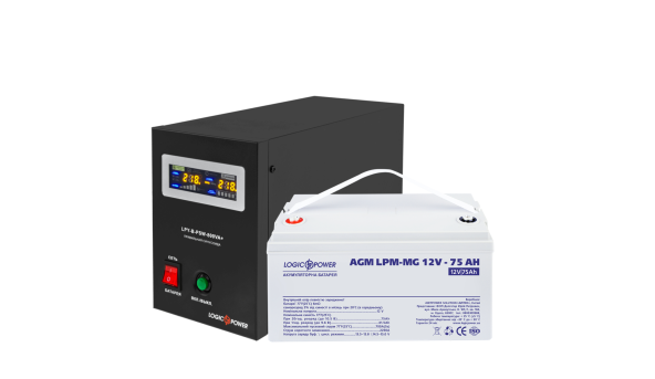 Комплект резервного питания для котла и теплого пола LP (LogicPower) ИБП + мультигелевая батарея (UPS B800VA + АКБ MG 900W)