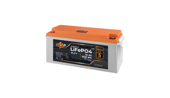 Акумулятор LP LiFePO4 48V (51,2V) - 32 Ah (1638Wh) (BMS 60A/30А) пластик LCD - 582568