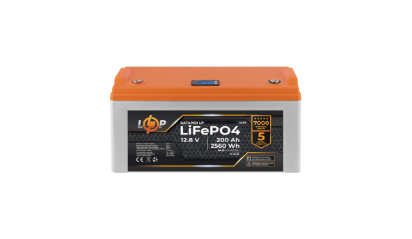 Аккумулятор LP LiFePO4 12,8V - 200 Ah (2560Wh) (BMS 100A/50А) пластик LCD для ИБП