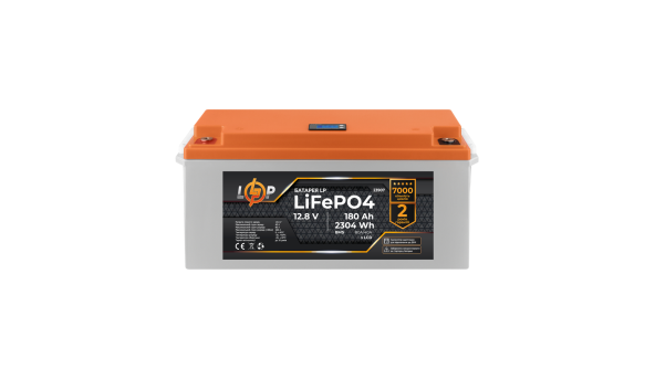 Аккумулятор LP LiFePO4 12,8V - 180 Ah (2304Wh) (BMS 80A/40А) пластик LCD для ИБП