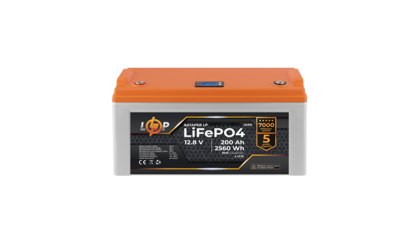 Аккумулятор LP LiFePO4 12,8V - 200 Ah (2560Wh) (BMS 100A/50А) пластик LCD
