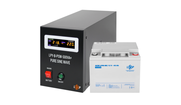 Комплект резервного питания для котла LP (LogicPower) ИБП + мультигелевая батарея (UPS B500 + АКБ MG 480Wh)