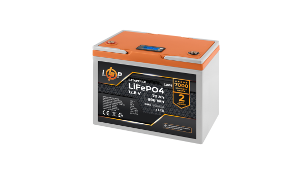 Акумулятор LP LiFePO4 12,8V - 70 Ah (896Wh) (BMS 50A/25А) пластик LCD - 582881