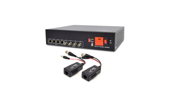Активний 4-канальний приймач ATIS AL-1204 UHD відеосигналу і живлення через UTP