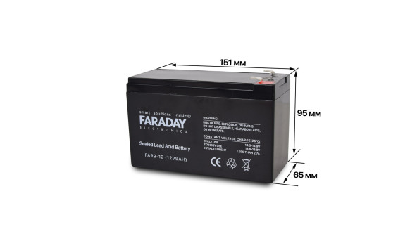 Акумулятор 12В 9 Аг для ДБЖ Faraday Electronics FAR9-12