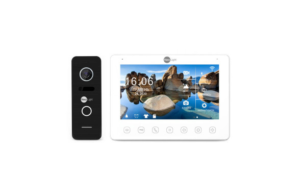 Комплект видеодомофона Neolight NeoKIT HD+ WF Black: видеодомофон 7" с Wi-Fi с детектором движения и 2 Мп видеопанель