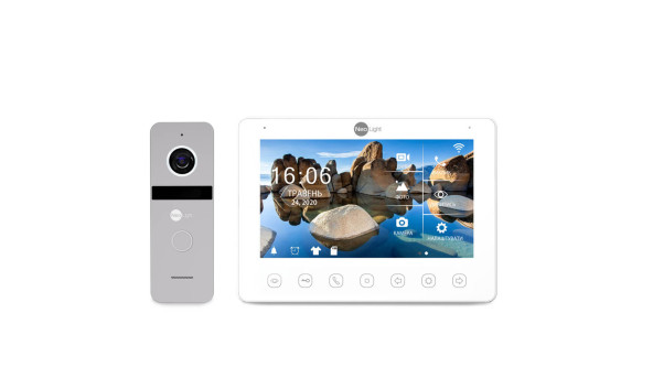 Комплект видеодомофона Neolight NeoKIT HD+ WF Silver: видеодомофон 7" с Wi-Fi с детектором движения и 2 Мп видеопанель