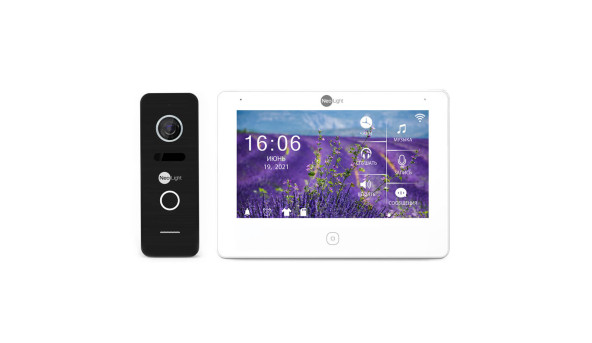 Комплект видеодомофона Neolight NeoKIT HD Pro WF Black: видеодомофон 7" с Wi-Fi с детектором движения и 2 Мп видеопанель