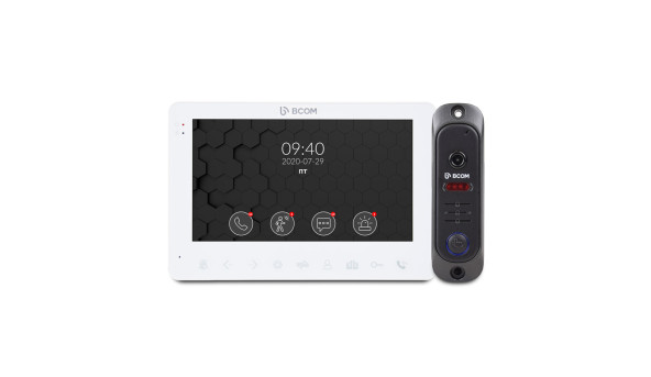 Комплект видеодомофона BCOM BD-780M White Kit: видеодомофон 7" с детектором движения и видеопанель