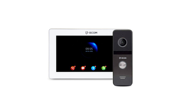 Комплект відеодомофону BCOM BD-770FHD White Kit: відеодомофон 7" і відеопанель