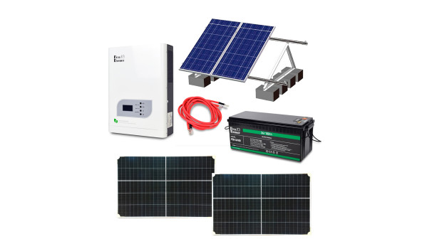 Автономна система безперебійного живлення потужністю 2.4 кВт з LiFePO4 АКБ, сонячними панелями та монтажним набором (баластна система)
