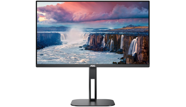 TFT 27" AOC 27V5C/BK, IPS, 75Гц, 1 мс, HDMI, DP, USB-C, USB-hub, HAS, Pivot, колонки, чорний