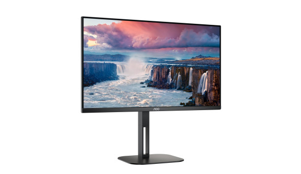 TFT 27" AOC 27V5C/BK, FHD, IPS, 75Гц, 1 мс, HDMI, DP, USB-C, USB-hub, HAS, Pivot, колонки, чорний - 593687