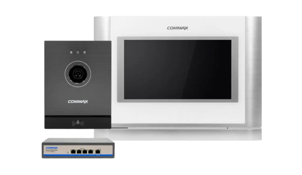 Комплект видеодомофона Commax CIOT-700M + Commax CIOT-D20M (A) c коммутатором на 4 порта, White
