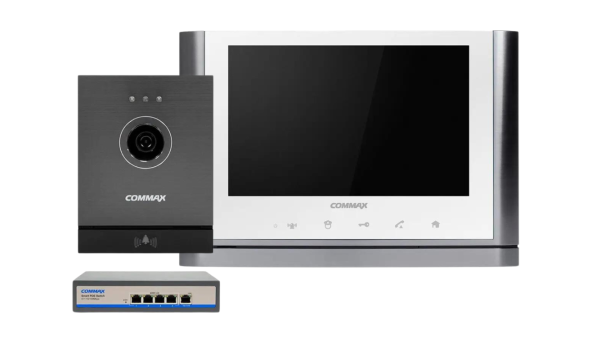 Комплект видеодомофона CIOT-1020M + Commax CIOT-D20M (A) c коммутатором на 4 порта, White + White