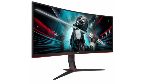 TFT 34" AOC CU34G2X/BK, 3440x1440, VA, 144Гц, вигнутий, DP, HDMI x 2, USB, Pivot, чорний з червоним - 593879