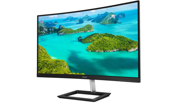 TFT 31.5" Philips 325E1C, VA, QHD, вигнутий, VGA, HDMI, DP, чорний з сріблястим - 593959