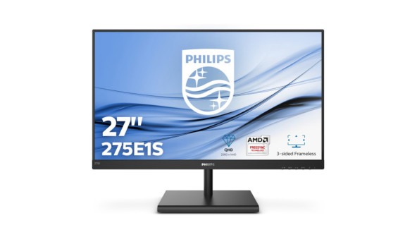 TFT 27" Philips 275E1S, IPS, QHD, D-Sub, DP, HDMI, чорний