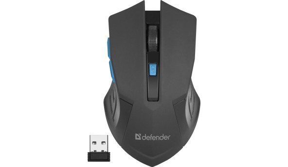 Мишка Defender Accura MM-275, бездротова, 6 кн. до 1600 dpi, синій - 594052