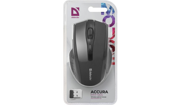 Мишка Defender Accura MM-665, бездротова, 6 кн. до 1200 dpi, чорний - 594062