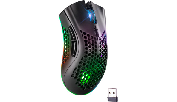 Мишка Defender Warlock GM-709L RGB ігрова, бездротова 2400dpi., 7кн., чорна - 594080