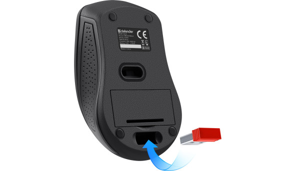 Мишка Defender Accura MM-935 бездротова, 4 кн. до 1600 dpi, чорна - 594098