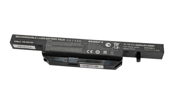 Аккумуляторная батарея для ноутбука DNS W650BAT-6 Clevo W650 11.1V Black 4400mAh OEM