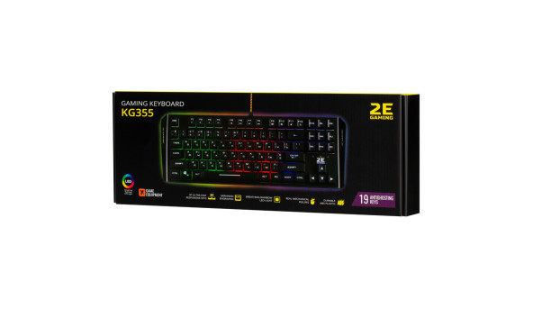 Клавіатура ігрова 2E Gaming KG355 LED Ukr 87key USB чорна - 594325