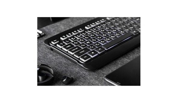 Клавіатура 2E KS120 біла підсвітка USB чорна - 594330