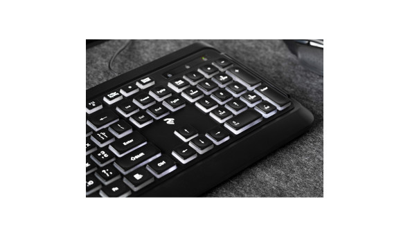 Клавіатура 2E KS120 біла підсвітка USB чорна - 594330