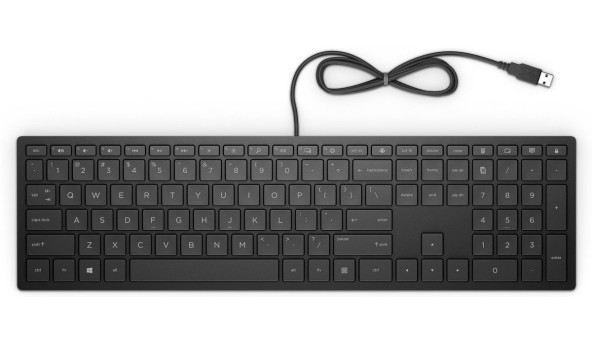 Клавіатура HP Pavilion 300, USB дротова, чорна (Українська розкладка)