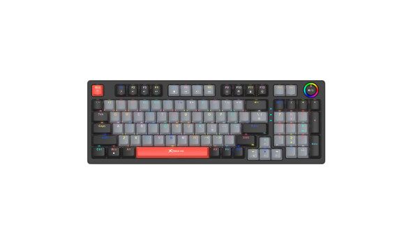 Клавіатура ігрова механічна XTRIKE ME GK-987 UA 96кл.+регулятор, RGB, USB, сіро-чорна