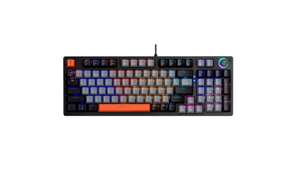 Клавіатура ігрова механічна XTRIKE ME GK-987 UA 96кл.+регулятор, RGB, USB, сіро-чорна - 594529