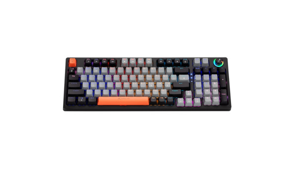 Клавіатура ігрова механічна XTRIKE ME GK-987 UA 96кл.+регулятор, RGB, USB, сіро-чорна - 594529