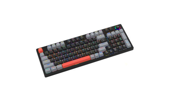 Клавіатура ігрова механічна XTRIKE ME GK-987 UA 96кл.+регулятор, RGB, USB, чорно-сіра - 594530