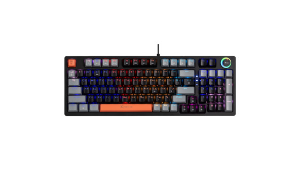 Клавіатура ігрова механічна XTRIKE ME GK-987 UA 96кл.+регулятор, RGB, USB, чорно-сіра - 594530