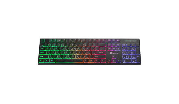 Клавіатура ігрова XTRIKE ME KB-511 UA 104кл. низ.профіль, райдужна LED підсв., USB чорна - 594531