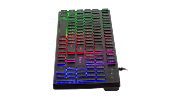 Клавіатура ігрова XTRIKE ME KB-511 UA 104кл. низ.профіль, райдужна LED підсв., USB чорна