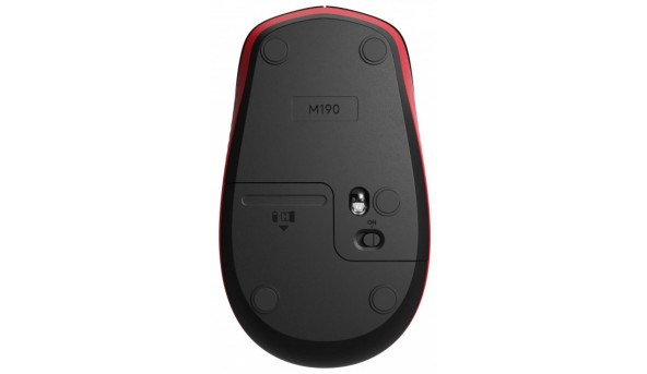 Мишка Logitech M190 Wireless, Full size, Red - 595053