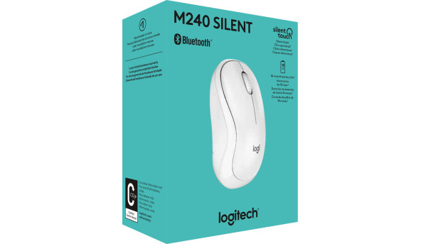 Мишка Logitech M240 Bluetooth Silent Mouse 3кн., 1000 dpi, біла - 595143