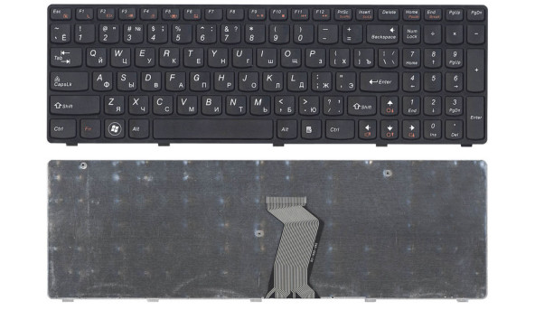 Клавиатура для ноутбука Lenovo IdeaPad G580, G585, Z580, Z585, Z780 Black, (Black Frame), RU